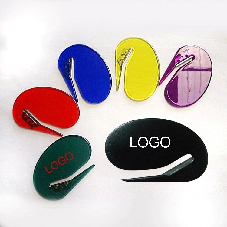 Oval shaped PS material letter opener 3.12"*2"*3mm 1