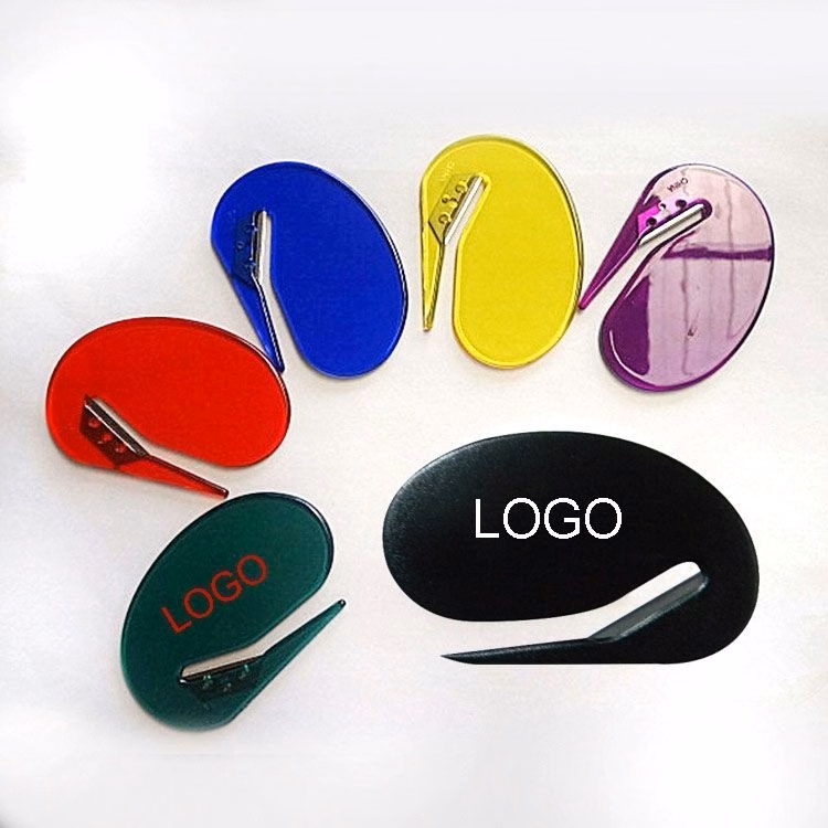 Oval shaped PS material letter opener 3.12"*2"*3mm