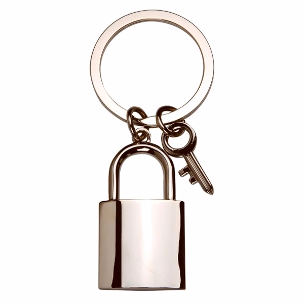 Key & Lock Charm Metal Keychain