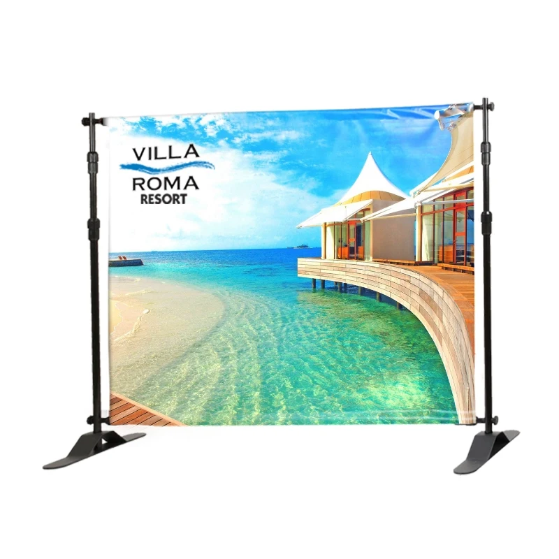 Size Me™, 96" x 84" Vinyl, Single-Sided Telescopic Backdrop Banner 1