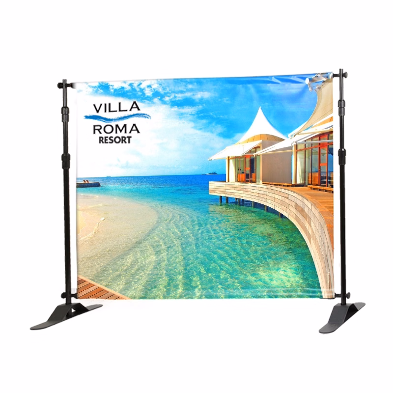 Size Me™, 96" x 60" Vinyl, Telescopic Backdrop Double-Sided Banner