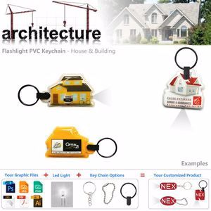 Custom House Shaped Keychain LED Flashlight
