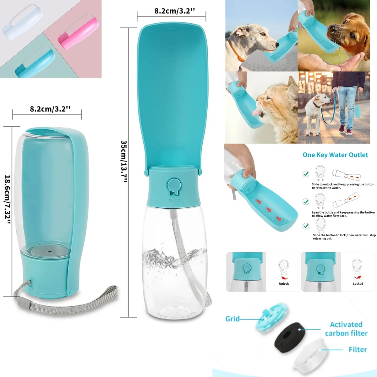 19 oz Portable Dog Water Bottle 1