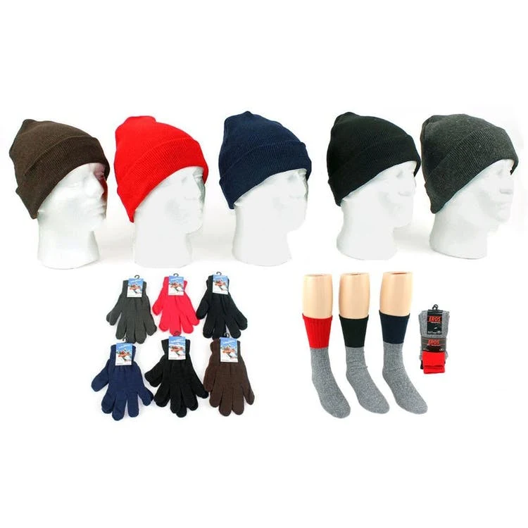 Adult Winter Hats Gloves & Socks Combo - 60 Each 1