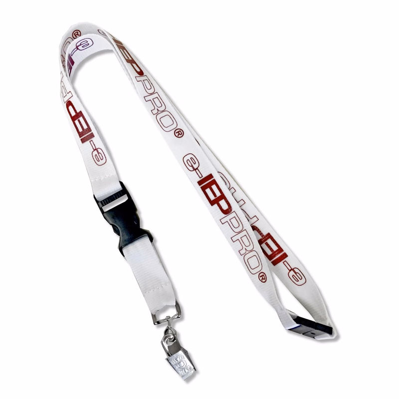 3/4" Screen Print Polyester Lanyard With Bulldog & Buckle