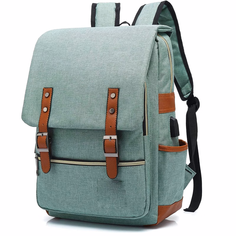 Vintage Laptop Backpack with USB Charging Port