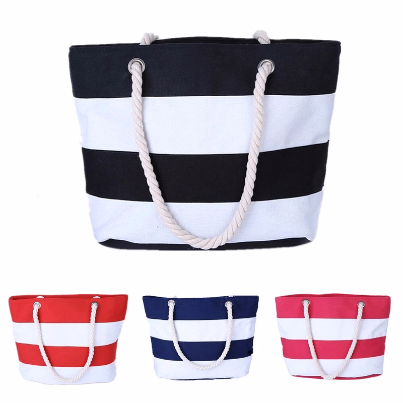 Tropical Summer Striped Beach Bag