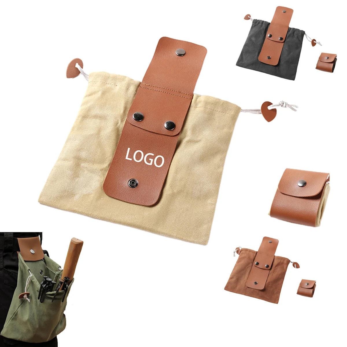 Foldable Canvas Outdoor Waist Hung Tool Pouch 1