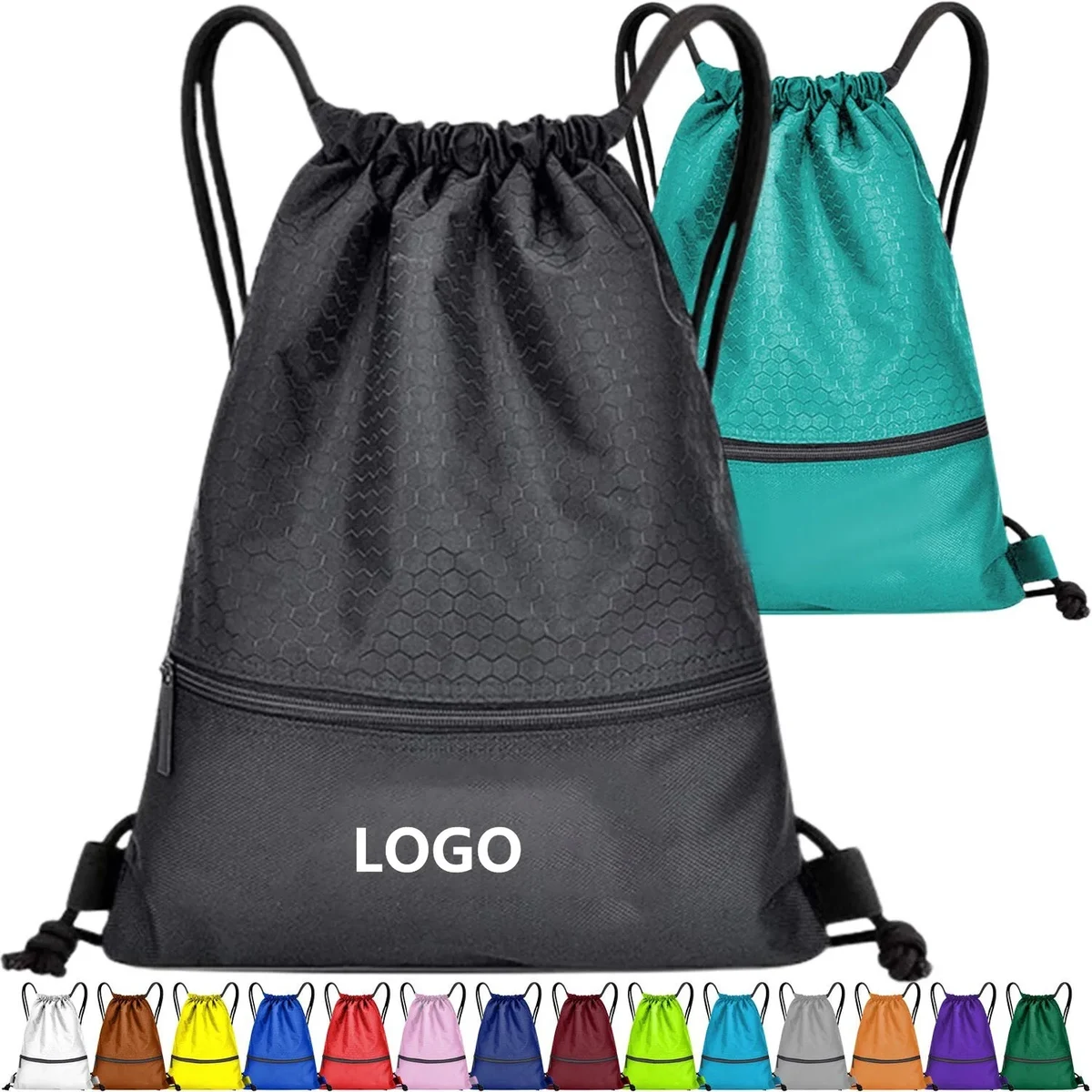 Football Shape Fabric Drawstring with Zipper 1