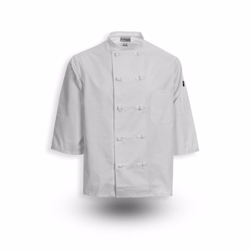 Knot Button Chef Coat - 3/4 Sleeves