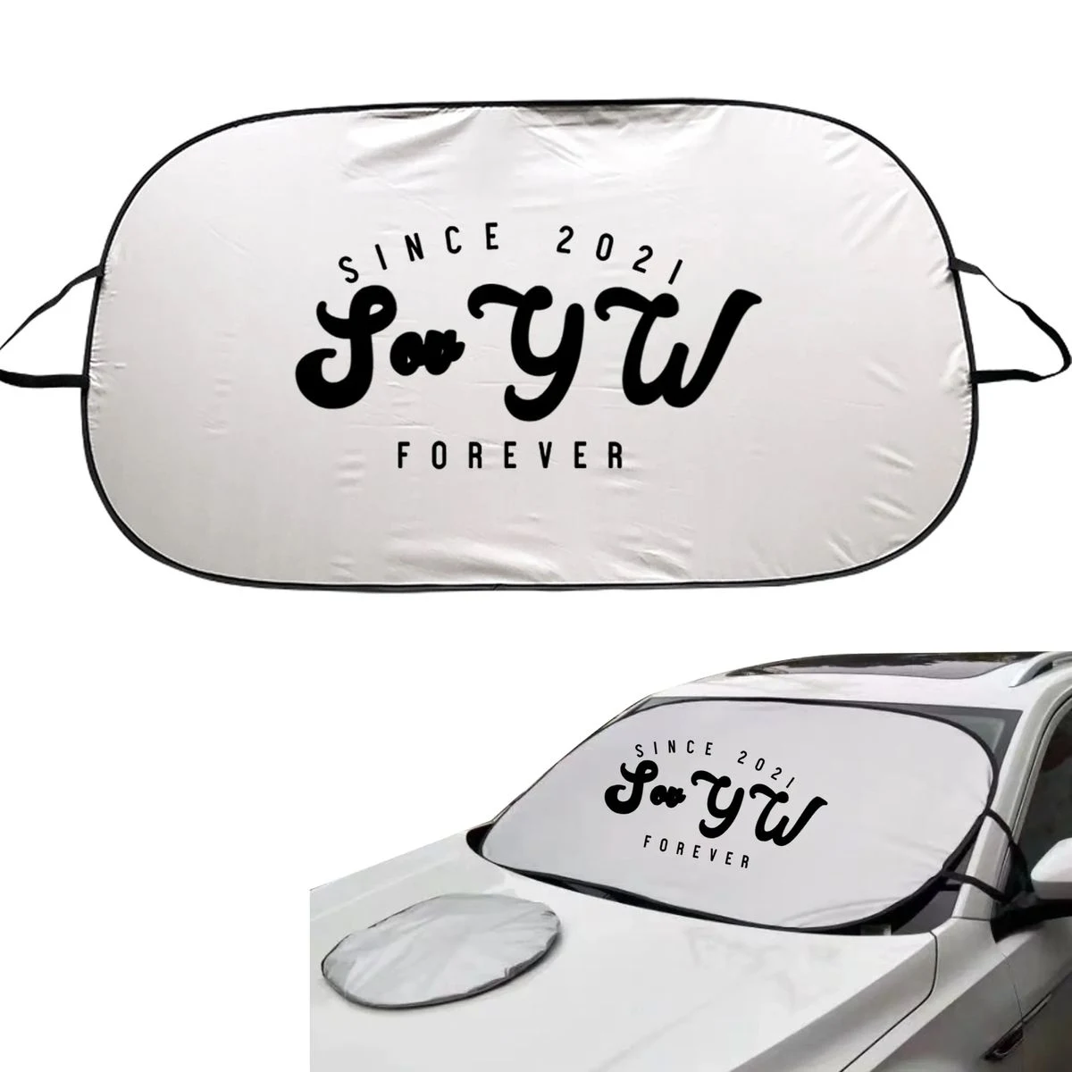 Customized Oval Folding Car Front Sunshade 1