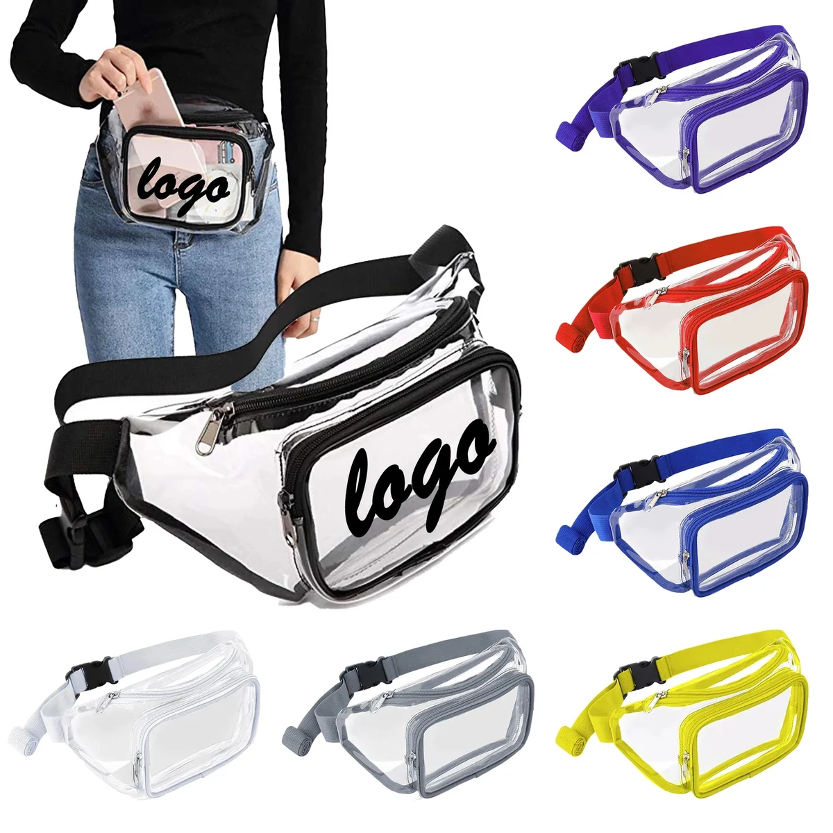 MOQ 30 PVC Transparent Waist Bag Waterproof Sports Fitness 1