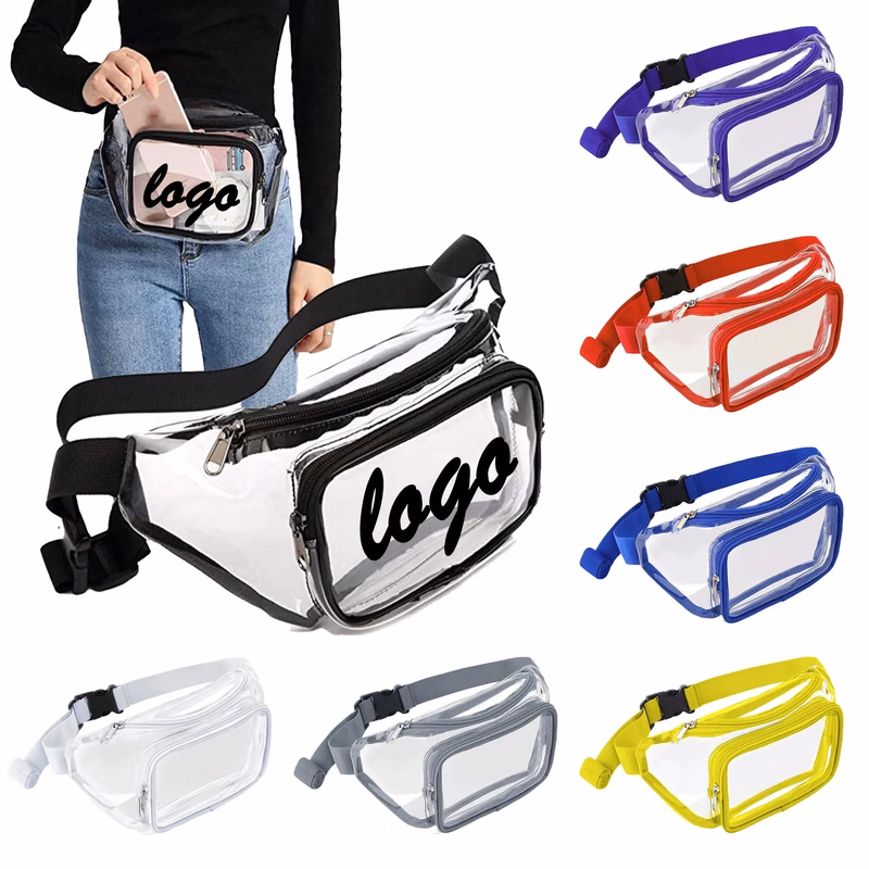 MOQ 30 PVC Transparent Waist Bag Waterproof Sports Fitness