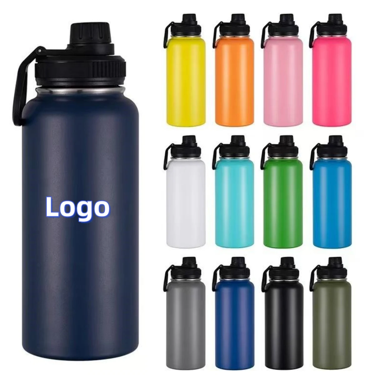 Custom 12oz&16oz&18oz&22oz&25oz&32oz&40oz Insulated Sport & Gym & Travel Water Bottle with Lid, custom water bottle with logo imprint 1