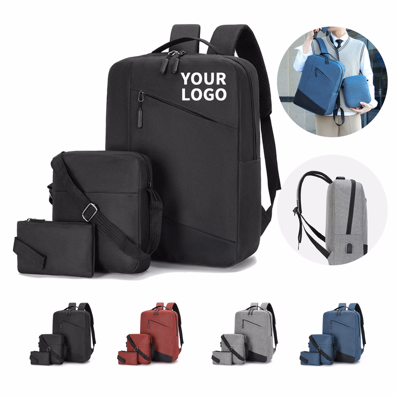 Three Piece Backpack Crossbody And Pouch Set Polyester