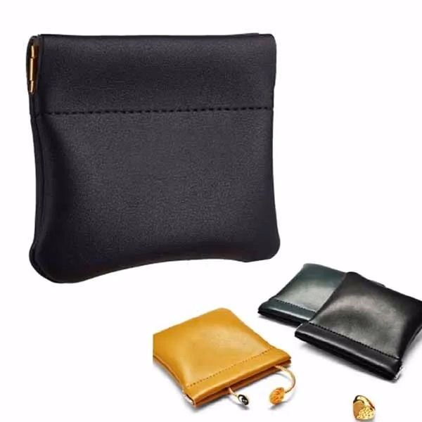 PU Snap Spring Earphone Pouch Storage Bag
