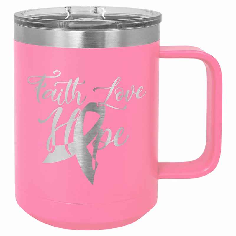 Polar Camel 15 oz. Pink Vacuum Insulated Mug with Slider Lid