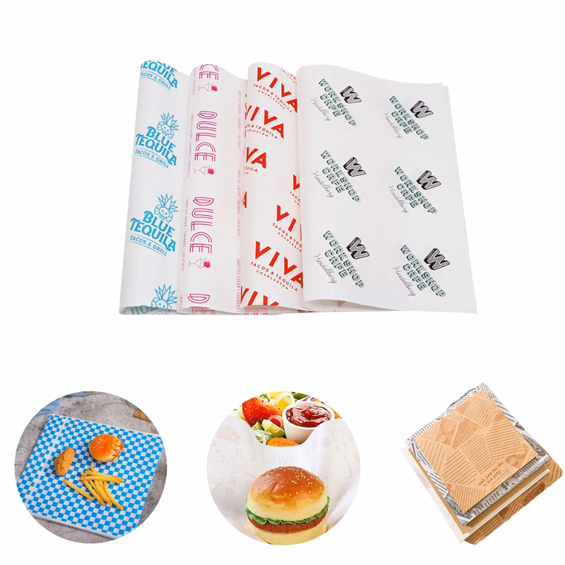 MOQ1000 Oil Resistant Hamburger Food Wrapping Paper