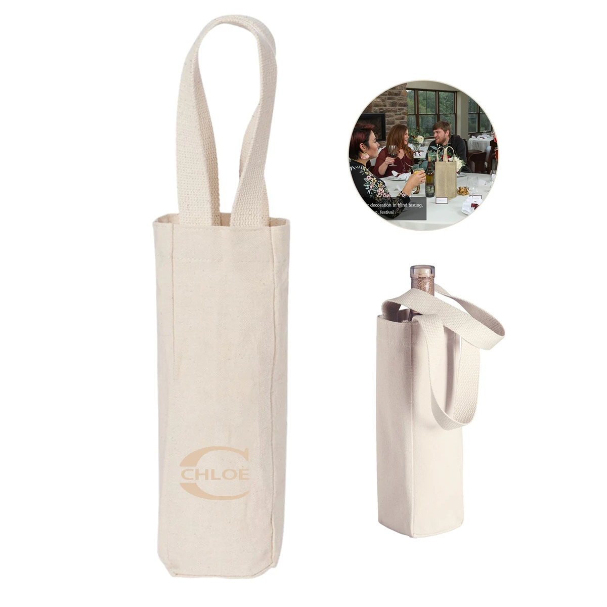 10 Oz. Cotton Wine Bottle Tote 1