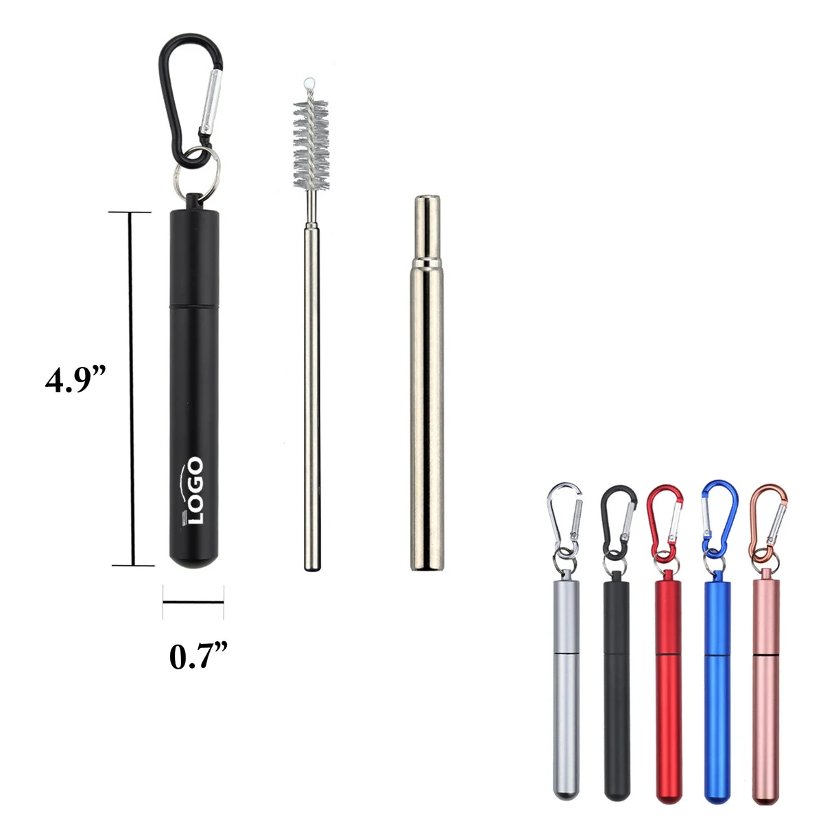 304 Stainless Steel Foldable Straw With Aluminum Case 1