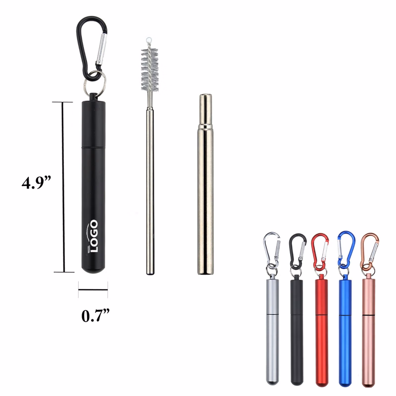 304 Stainless Steel Foldable Straw With Aluminum Case