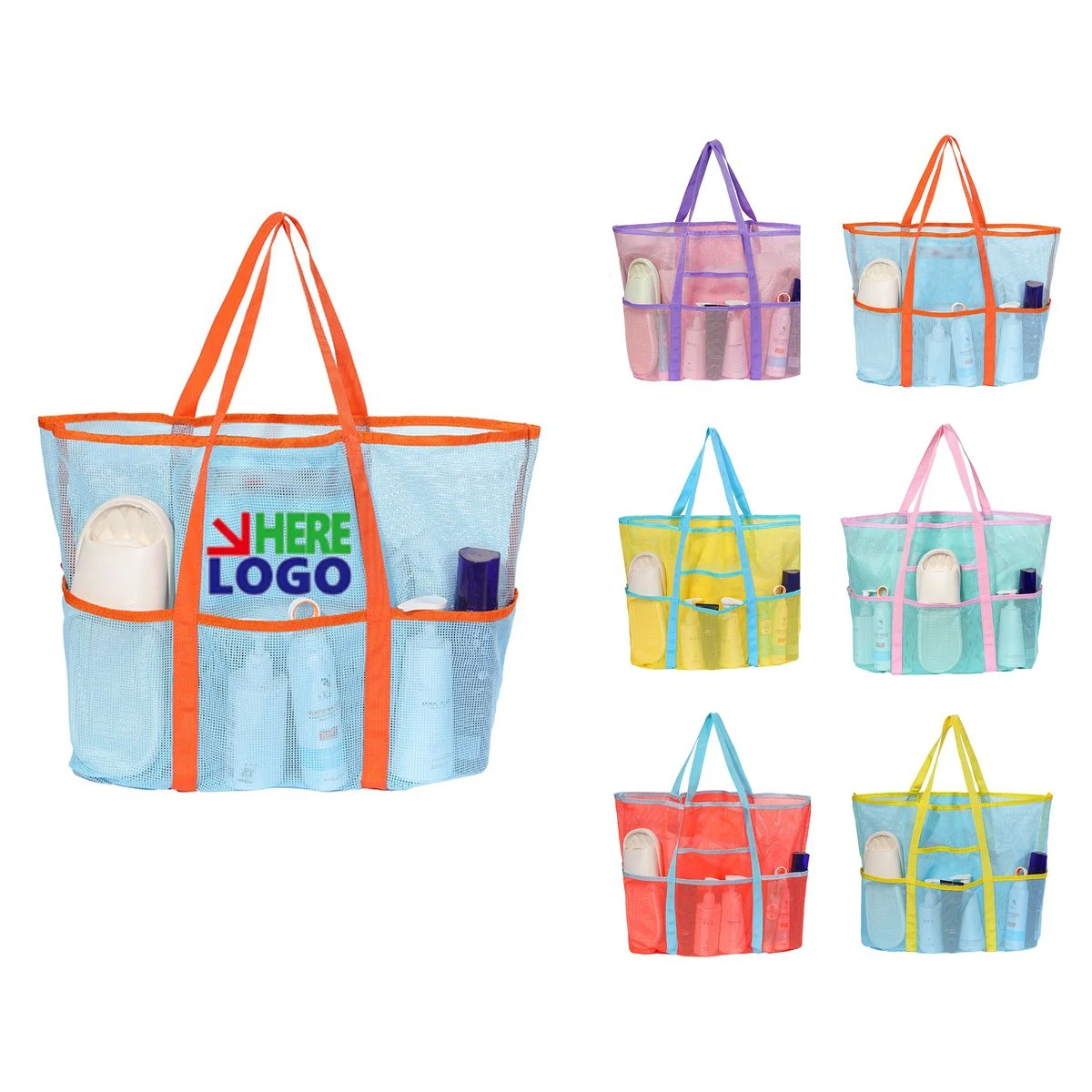 MOQ20 Large Polyester Mesh Beach Tote Storage Bag 1