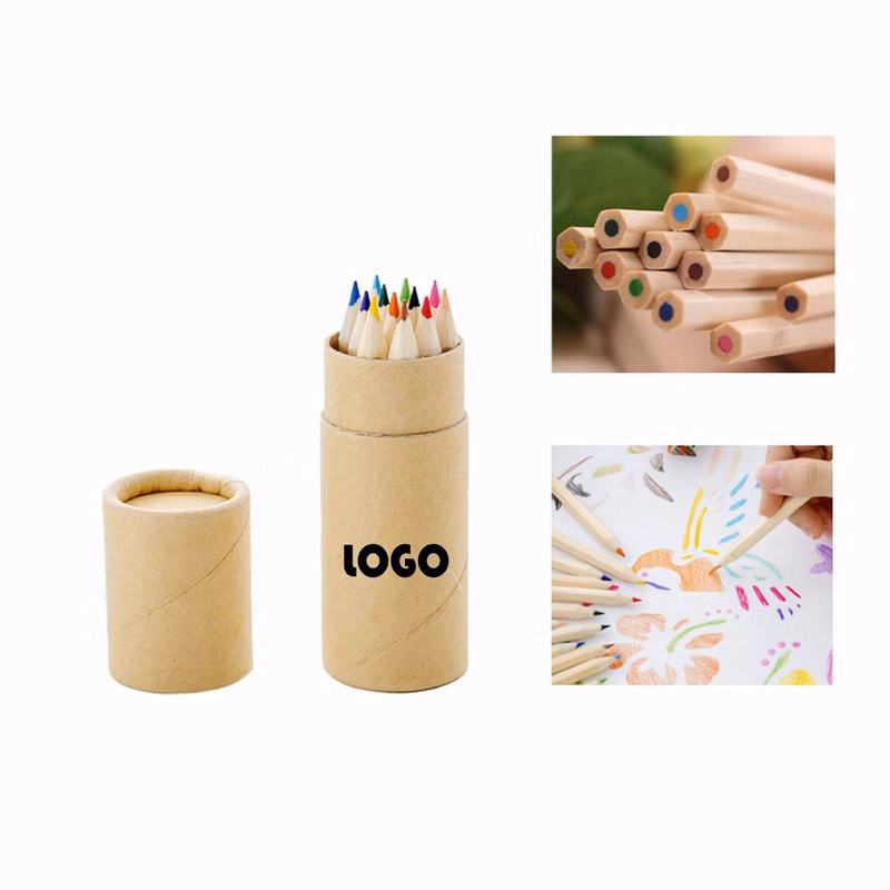 Wooden Tube Containing Colored Pencils