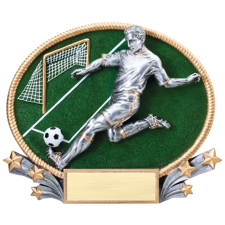 Large Soccer Male 3D Oval Resin Awards 1