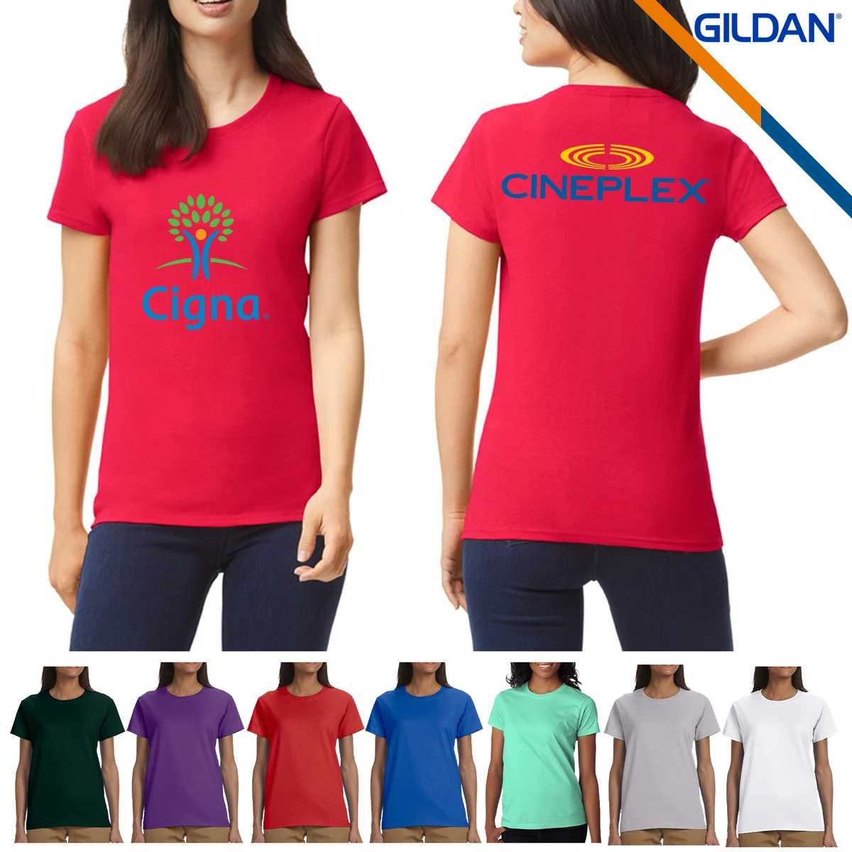 Gildan® 6.1 oz 100% Cotton Preshrunk Ladies T-shirts 1