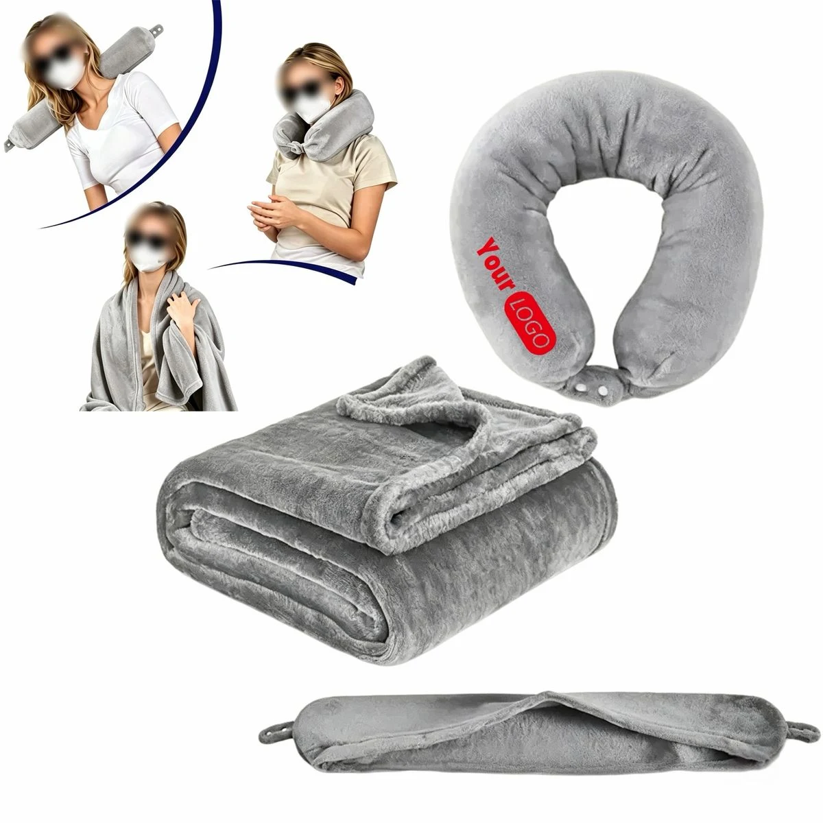 Flannel Travel Pillow Blanket Combo 1