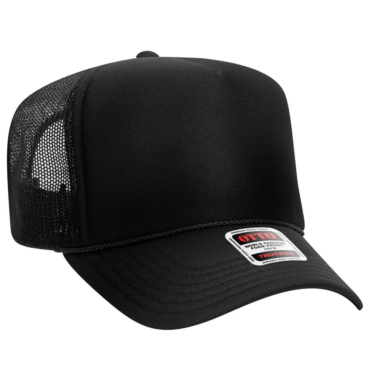 OTTO 5 PANEL HIGH CROWN MESH BACK TRUCKER HAT 1