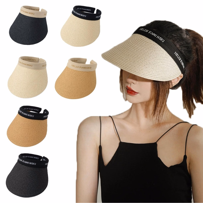 Straw Duck Tongue Hat With Empty Top