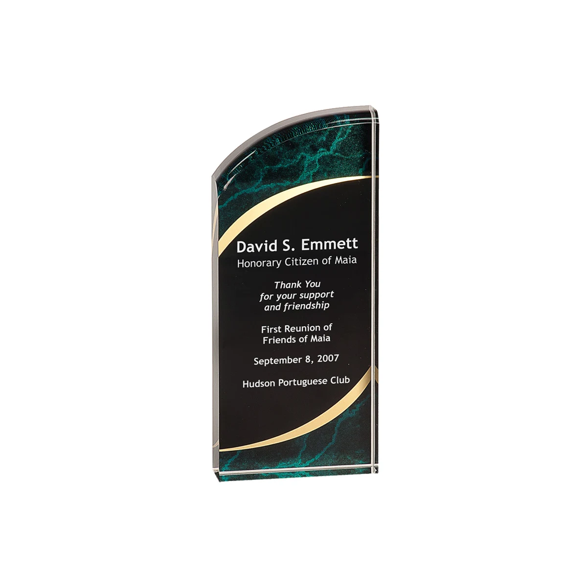 3" x 8" Green Marble Rounded Acrylic Award 1