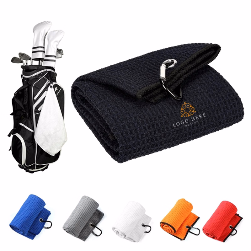 16"x24" Microfiber Waffle Golf Towel With Clip