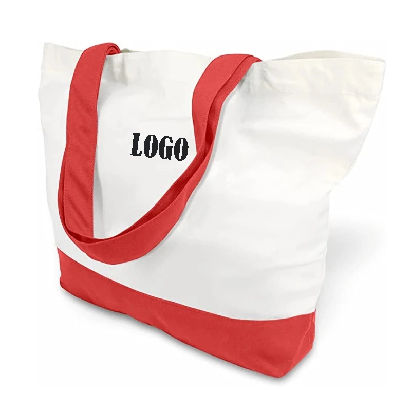 Large Two-Tone Canvas Tote Bag, custom tote bag with logo imprint 1