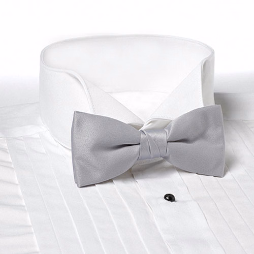 Light Gray Solid Color Bow Tie - Clip-on
