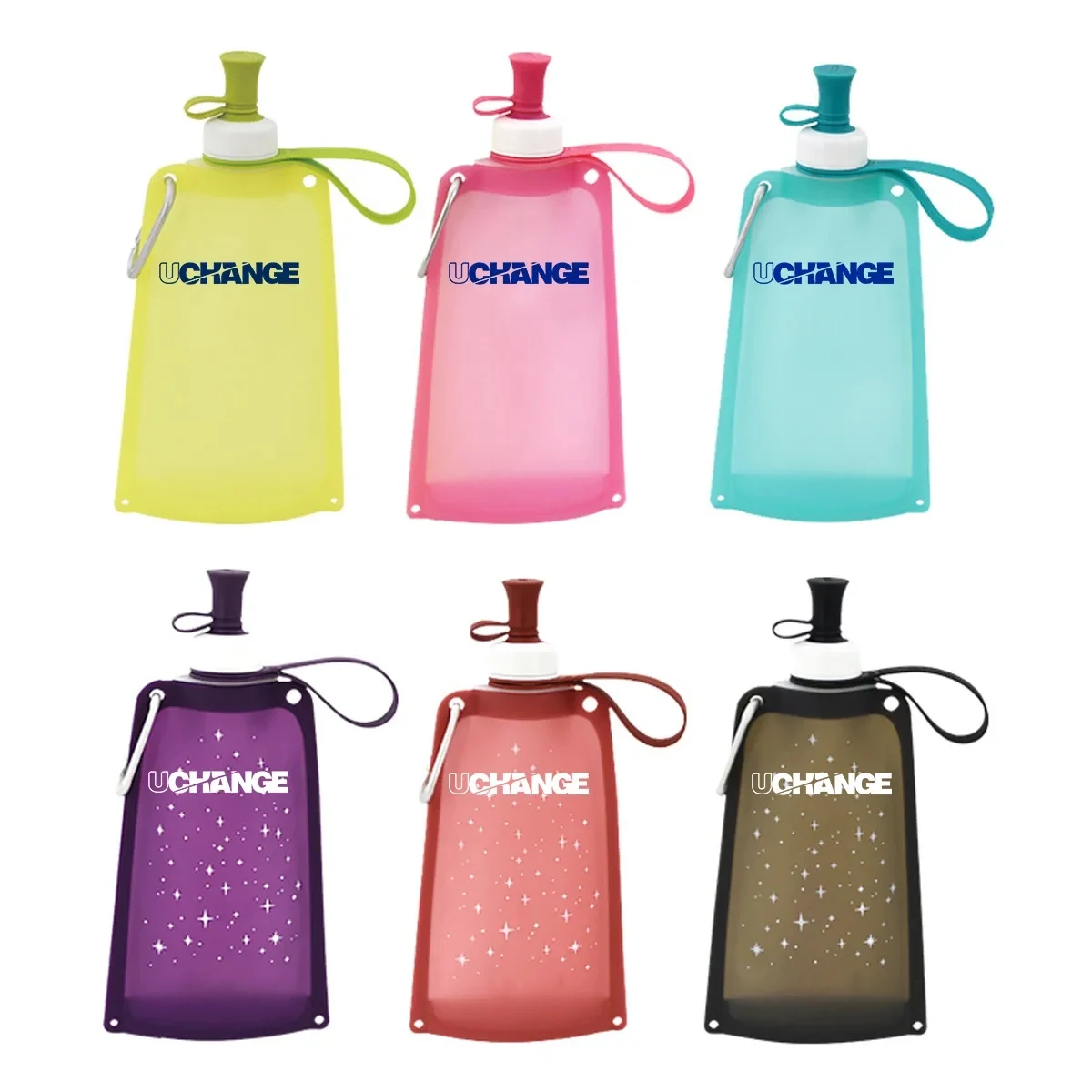 17oz Collapsible Silicone Water Bottle With Carabiner 1