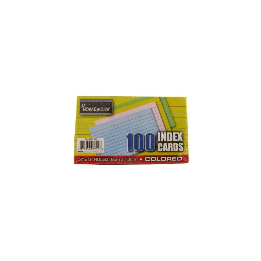 Index Cards - Ruled Assorted Colors 100 ct - 3" x 5" 1
