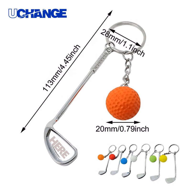 Metal Golf Ball Keychain Key Ring Accessory