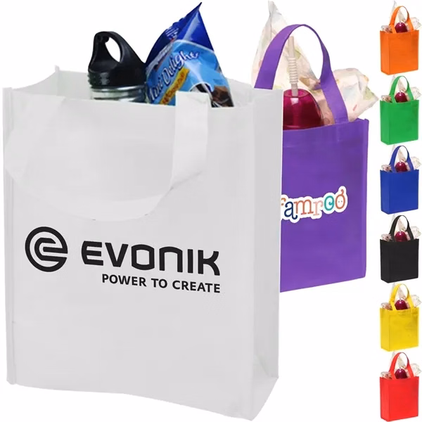 Custom Non-Woven Mini Tote Bag with Colorful Trim — 8 by 10 Inch Event Gift