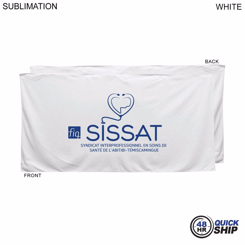 48 Hr Quick Ship - Heavier weight, Plush Velour Terry Cotton Blend White Beach Towel, 30x60