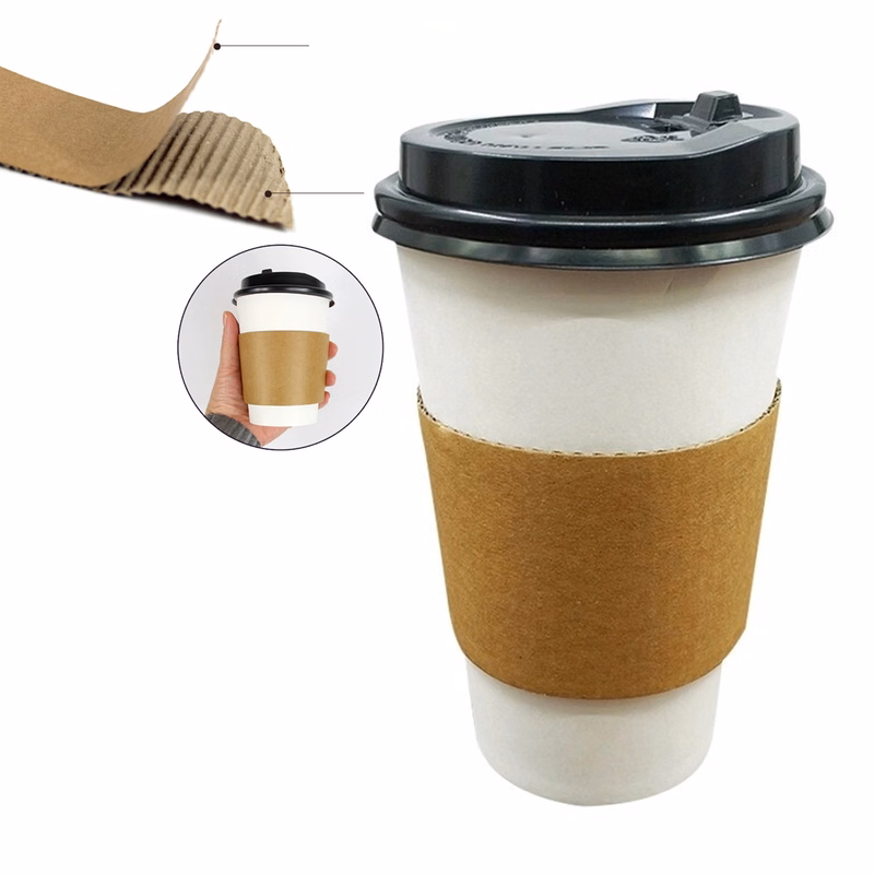 White Corrugated Insulated Disposable Coffee Cup Sleeve
