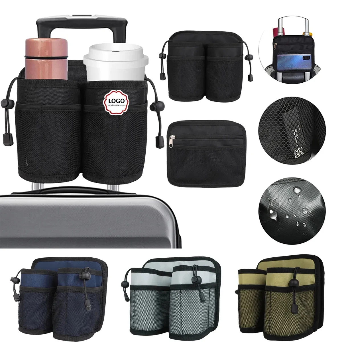 Luggage Travel Two Cup Holder With Zipper Bag 1