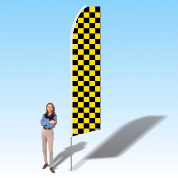 15FT Black Yellow Checkered Teardrop Promo Flag