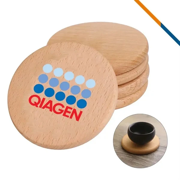 Custom Beech Wood Round Coaster 3.5 or 4.0 — Heat-Resistant Hospitality Accent 1
