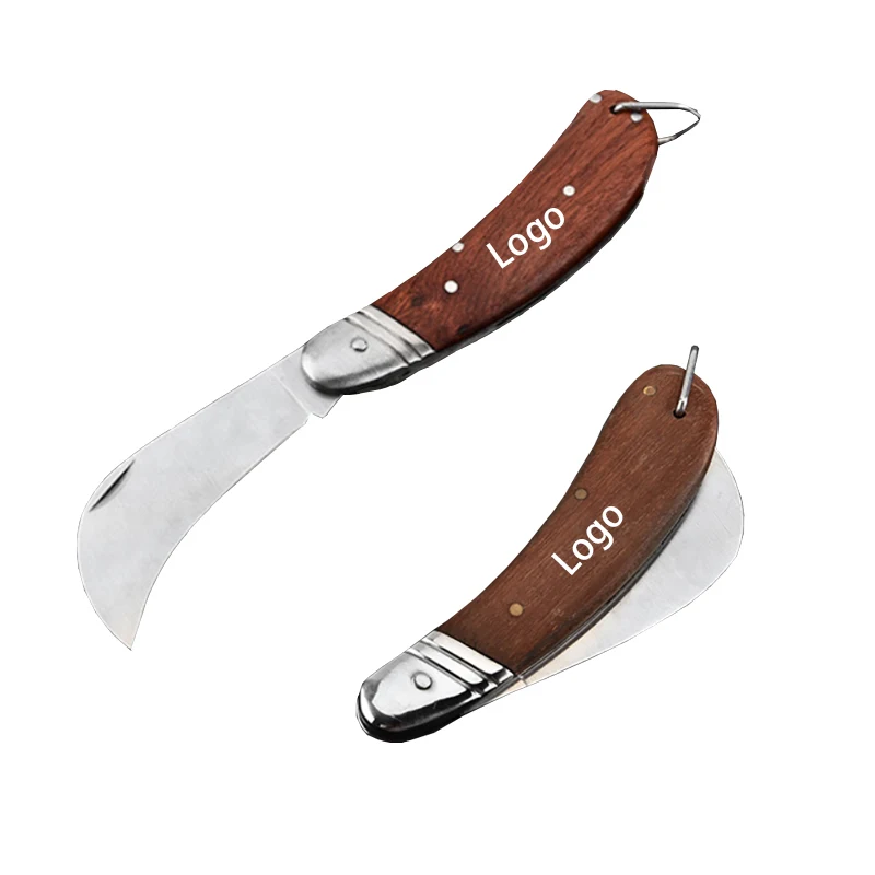 Stainless Steel Folding Pocket Knife with Wooden Handle 1