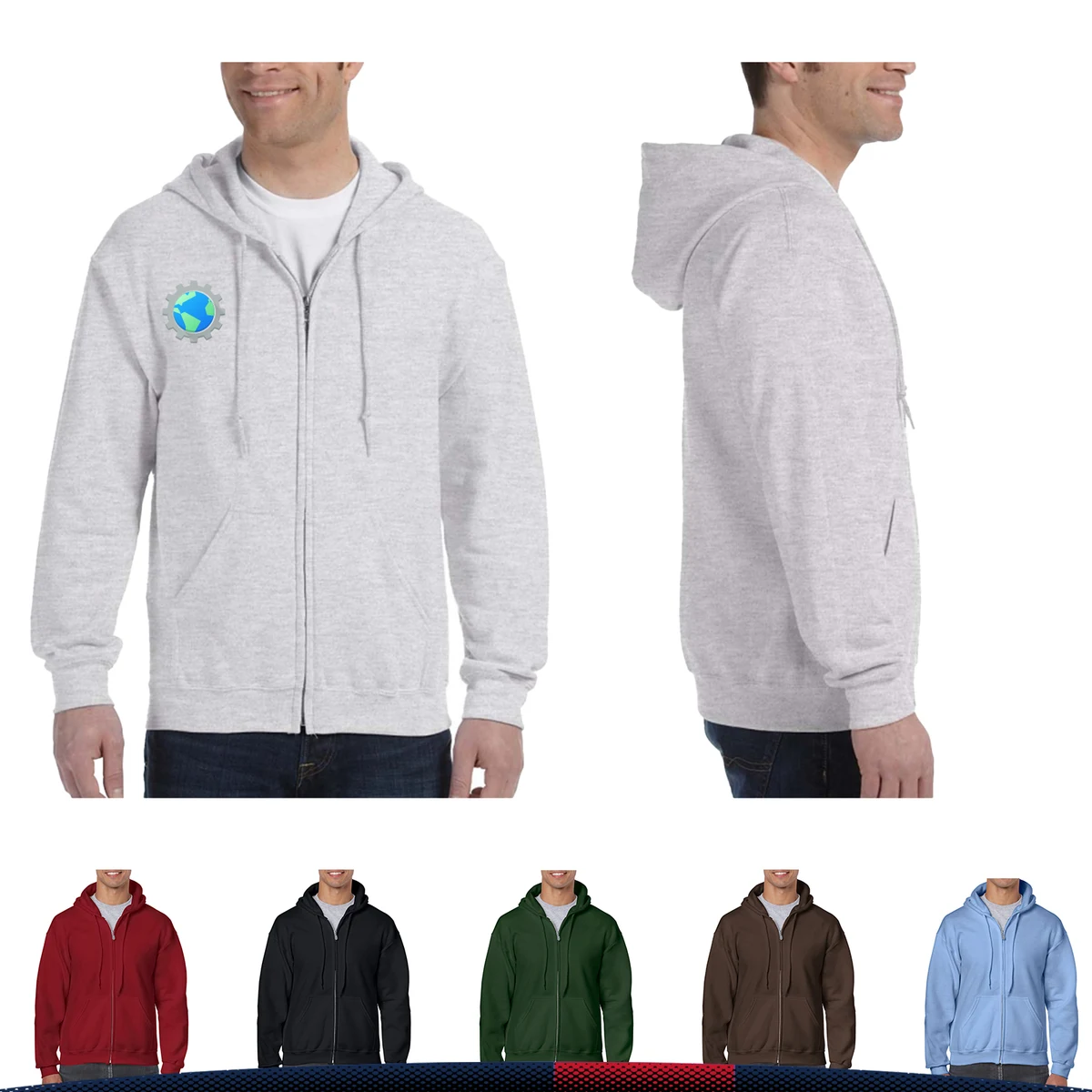 Gildan® 7.5 oz. Men's Full Zip Sweatshirts, custom hoodie or sweatshirt with logo imprint 1