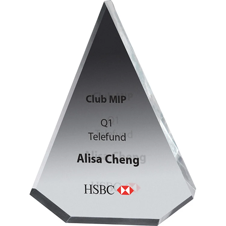 Pyramid 3/4" Thick Clear Acrylic Award (4 1/2"x 6"x 3/4") Screen-Printed 1