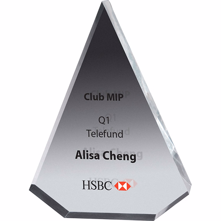 Pyramid 3/4" Thick Clear Acrylic Award (4 1/2"x 6"x 3/4") Screen-Printed