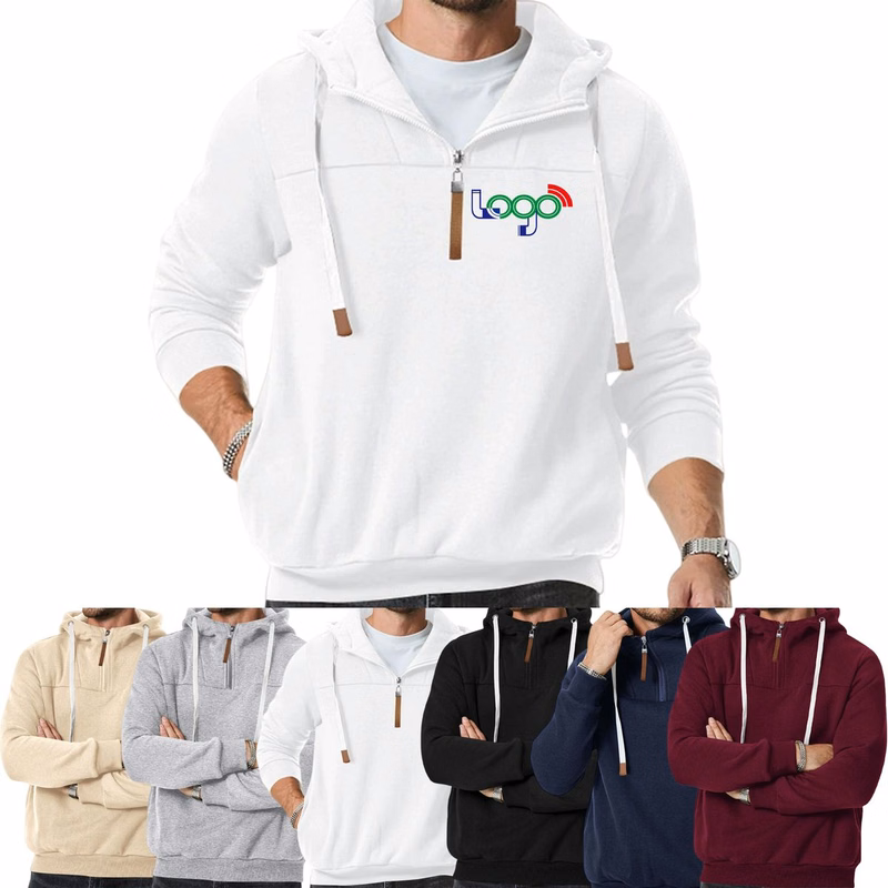 Polyester Fleece-Lined Thickened Casual Hoodie